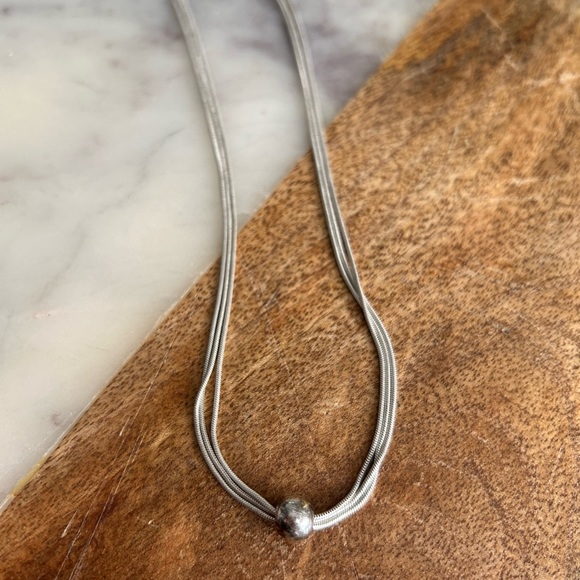 Sterling silver necklace, modern and simple - Picture 3 of 4
